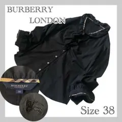 バーバリーロンドン ストレッチ フリル ブラウス 長袖 ノバチェック 羽織り38