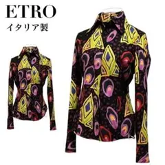 美品✨ETRO エトロ イタリア製 長袖シャツ ブラウス 総柄 40 黒