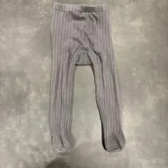 グレー リブ編み ベビータイツ　滑り止め付き　タイツ