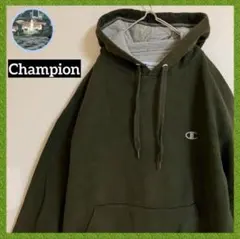 チャンピオン袖太刺繍ワンポイントロゴプルオーバースウェットパーカーフーディー長袖