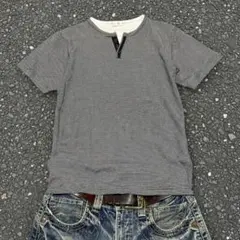 y2k grunge henley tee heather gray - メルカリ