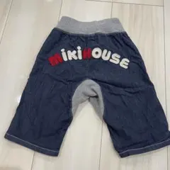 美品　ミキハウス　バックロゴ　ハーフパンツ　七分丈　半ズボン　デニム　春服　夏服