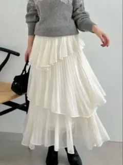 SNIDEL 極美品 プリーツティアードロングスカート ドット 0 - メルカリ