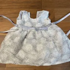 グレー 花柄刺繍 ベビードレス　sサイズ