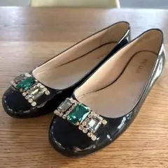 PRADA エナメルレザー フラットシューズ
