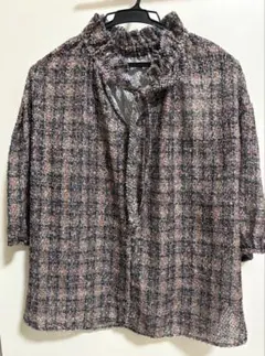 〈新品:OPAQUE 〉値下げ！上品ツイード風ブラウス/定価¥6,000