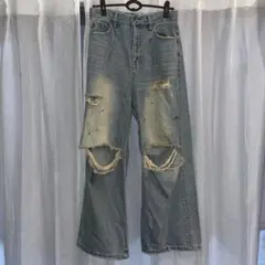 CAMPHOR WOOD ダメージデニム ワイドレッグ