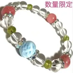 ラリマーペリドットインカローズ本水晶天然石パワーストーンブレスレット