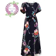 着物リメイク　浴衣ワンピース　ロングワンピース　「流れに芙蓉」のサムネイル