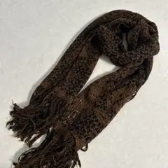✨極美品✨コシノヒロコ　ブラウン ニットマフラー フリンジ付き