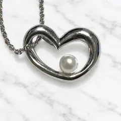TASAKI Pearl Open Heart Silver Necklace