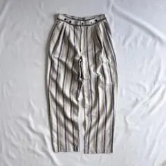80s USA label linen×rayon stripe slacks