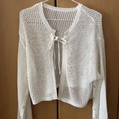 メッシュ編み カーディガン