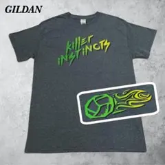 ギルダン ボールロゴ Tシャツ M ダークグレー古着 GILDAN プリント半袖