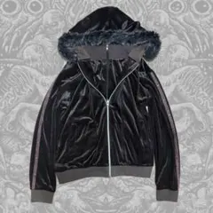 00s archive 2way ファー付き ベロア ジップパーカー 平成