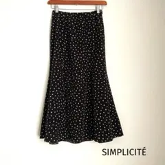 シンプリシテェ　ドット柄ロングフレアスカート ブラック