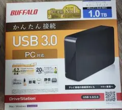 BUFFALO外付けHDD1.0TB HD-LC1.0U3-BKC 箱・付属品付のサムネイル