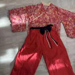 袴　着物　フォーマル　ひな祭り　記念日　120センチ　桜　ピンク　赤　セパレート
