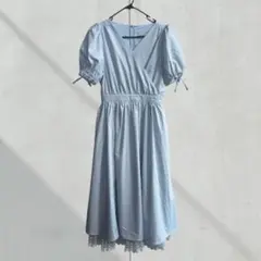 Areeam ライトブルー カシュクールワンピースのサムネイル