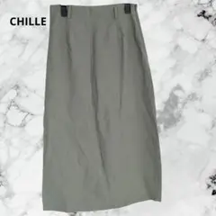 CHILLE チル バックスリットタイトロングスカート カーキ スリット有りのサムネイル