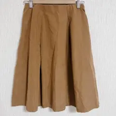 【ひざ丈フレアスカート】キャメル スエード調 ウエストゴム 楽ちん M