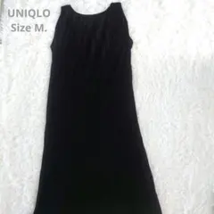 UNIQLO プリーツノースリーブワンピース 黒 M