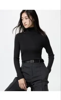 ブラック ユニクロ タートルネック セーター XL