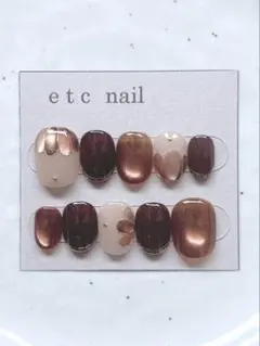 No517ベリーショート　ネイルチップ　ブラウン　ベージュ　マグ　冬ネイル