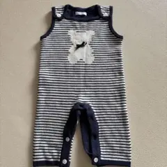 ストライプロンパース クマデザイン 70〜80