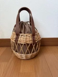 即発送】天然素材編み込みバスケット 中型 持ち手レザー - メルカリ