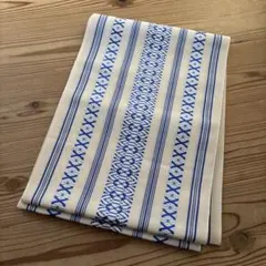 夏用　未仕立て　献上柄　八寸名古屋帯　白✖️青のサムネイル