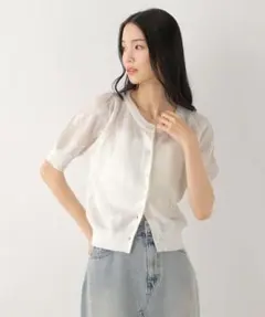 定価6,091円 新品 Heather ヘザー リボンジャガードカーディガン