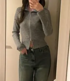 ジップトップ トップス 長袖 Lサイズ