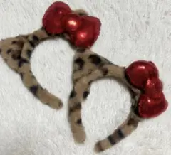 2個セット ハローキティ カチューシャ ヒョウ柄 ユニバ USJ