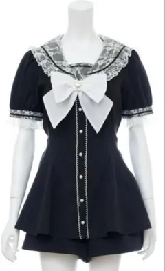 Secret Honey レースフリルセーラーセットアップ ブラック