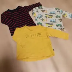 ボーダー＆働く車 長袖Tシャツ 3枚セット　サイズ90〜95