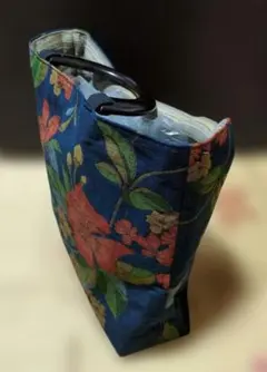 花柄 トートバッグ 紺色