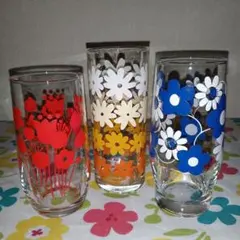 レトロ グラス (当時物) 3個 未使用品