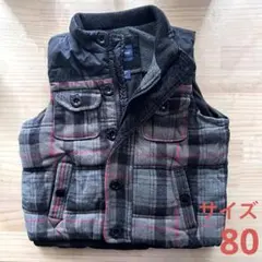 ベビーギャップ　ダウンベスト　チェック柄　ブラック　サイズ80