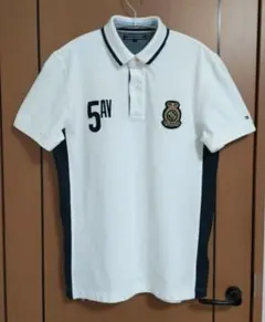 【極美品】TOMMY HILFIGER　半袖 コットン ポロシャツ　L　白／紺