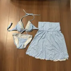 水着　花柄　ビキニ　水色　3way 海　プール　夏
