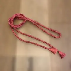 サーモンピンク 編み込み 帯締め 房付き