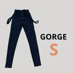 【5189】GORGE サロペット付き ハイウエスト スキニージーンズ デニム風