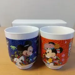 和風ミッキーミニー ペア湯飲み　コップ　ディズニーストア yunomi