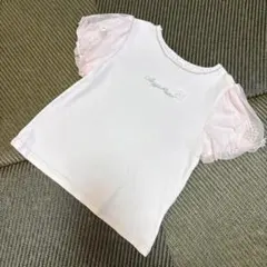 Mezzo Piano 半袖Tシャツ 刺繍 パフスリーブ