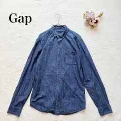 【ギャップ】デニムシャツ（M）ボタンダウン 長袖 シンプル カジュアル 綿100