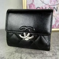 CHANEL シャネル　ハーフココ　三つ折り財布　キャビアスキン　コインケース