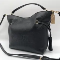 未使用に近い✨コーチ アンディ ショルダーバッグ 2way シボ革 黒 タッセル