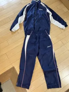 ASICS ジャケット・パンツセット ウィンドブレーカー　上下　ネイビー