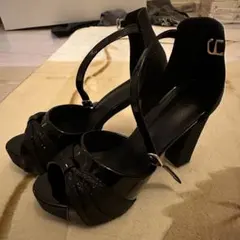 ブラックオープントゥハイヒール